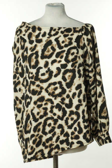 Bluzka beżowa w czarne cętki