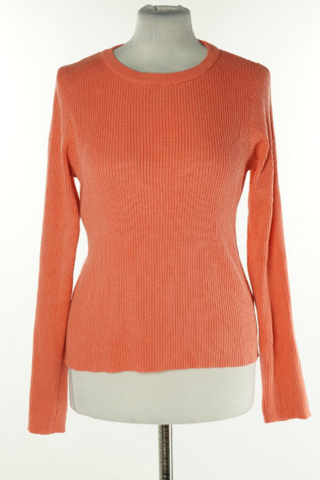Sweter cienki prążkowany koralowy, PRIMARK