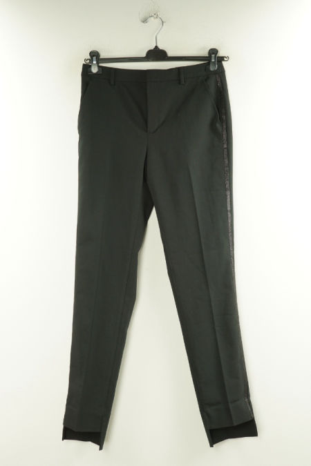 Spodnie materiałowe czarne z lampasami błyszczącymi