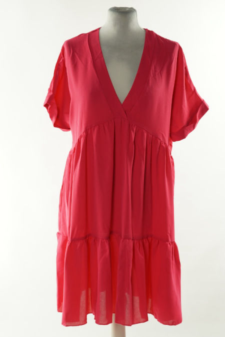 Sukienka różowa z dekoltem V