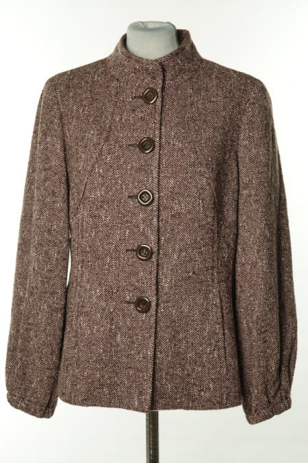 Kurtka brązowo-różowa w jodełkę