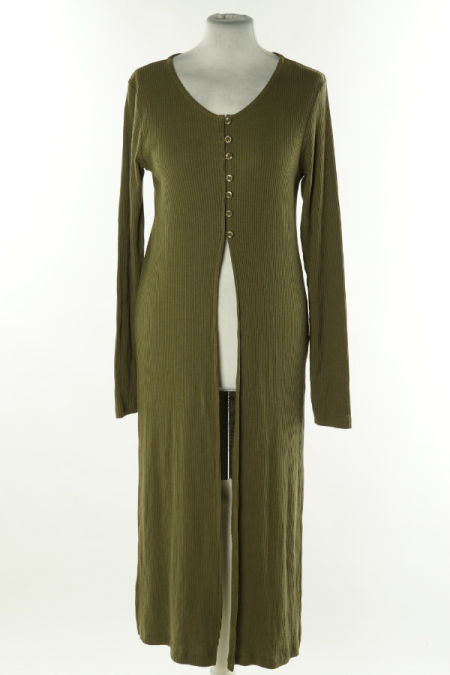 Kardigan oliwkowy prążkowany długi