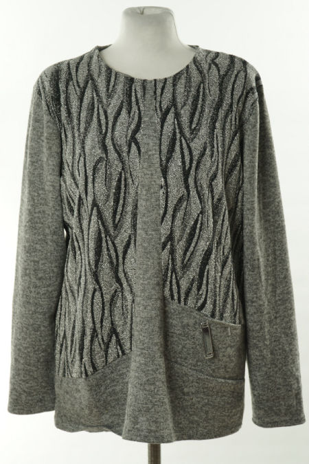Bluzka szara ze srebrną nitką wzorzysta