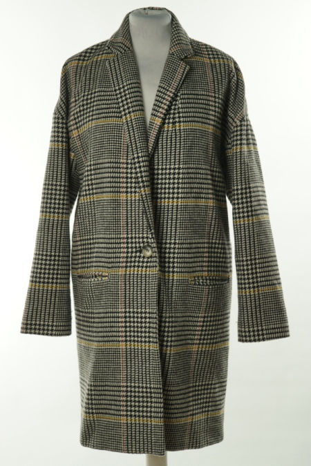 Płaszcz biały w czarną kratkę(50%wełna)