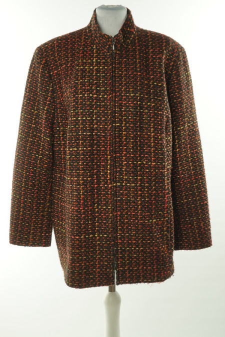 Kurtka dzianinowa czarna z pomarańczową nitką(13%wełna)