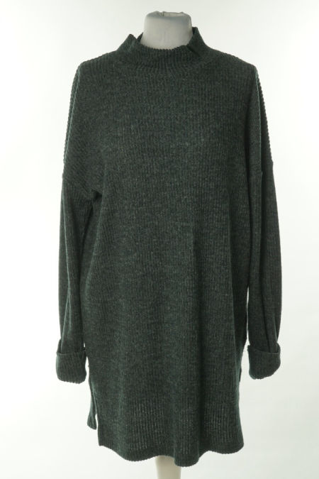 Sweter szary prążkowany dłuższy