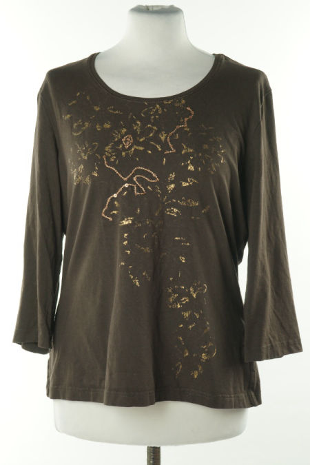 Bluzka brązowa, złoty wzór