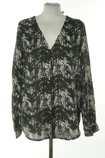 Bluzka czarna w biało-szare wzory