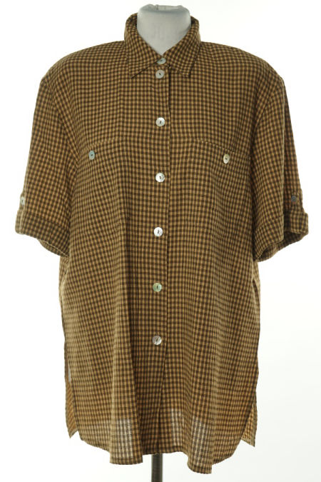 Koszula beżowo-brązowa kraciasta