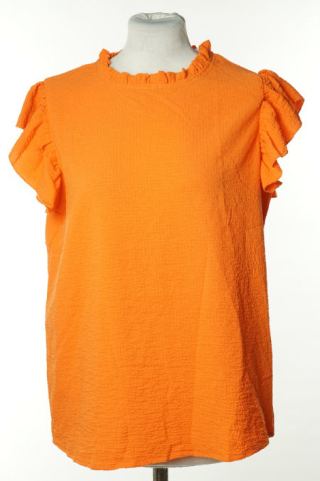 Bluzka pomarańczowa z falbanami przy rękawach