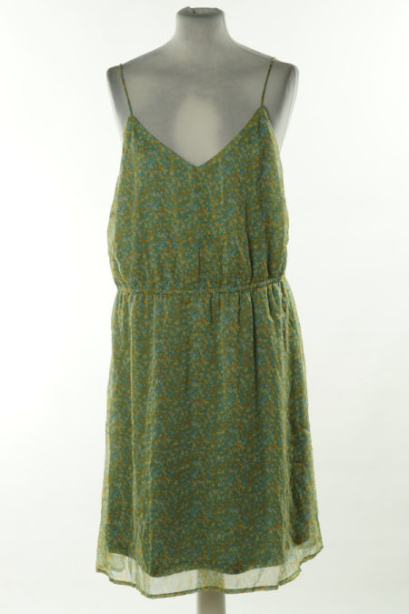 Sukienka seledynowa w żółte ciapki