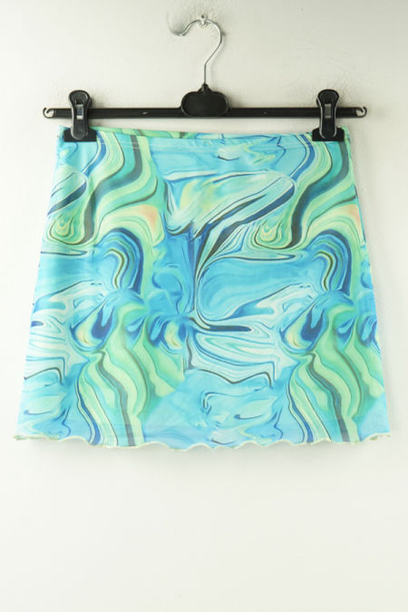 Spódnica niebiesko-zielona w siateczkowym wierzchem