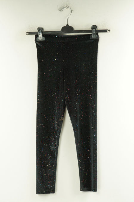 Legginsy czarne welurowe z błyszczącym brokatem