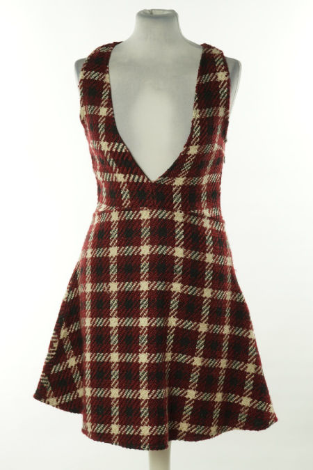 Sukienka bordowa w kratkę, ZARA