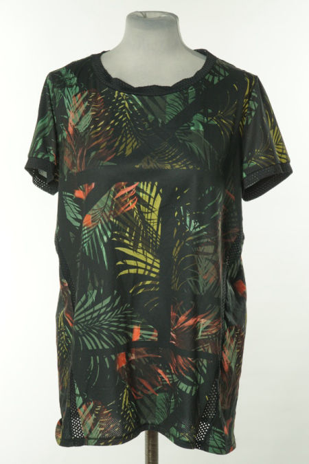 Koszulka czarna liściasta