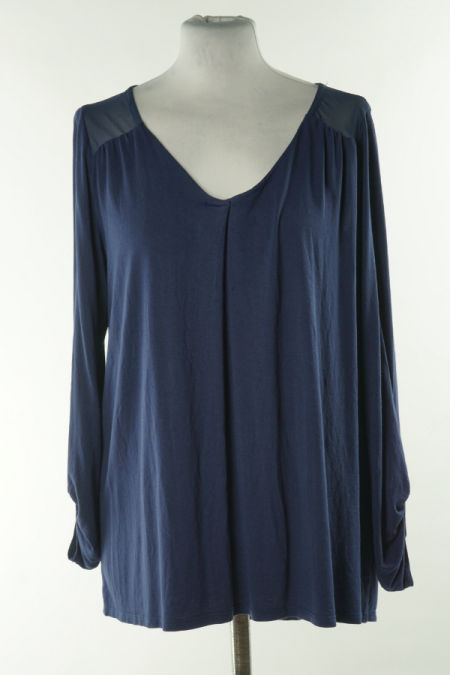Bluzka granatowa z prześwitującą wstawką