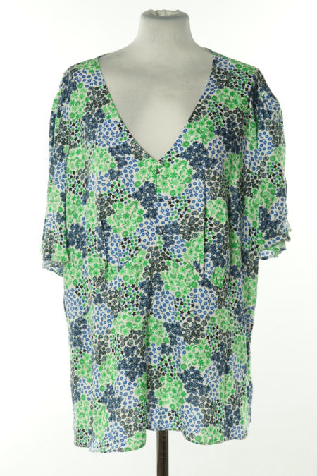 Bluzka biała w niebiesko-zielone kwiatki