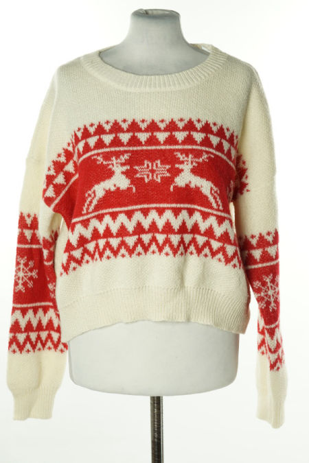 Sweter kremowo-czerwony świąteczny