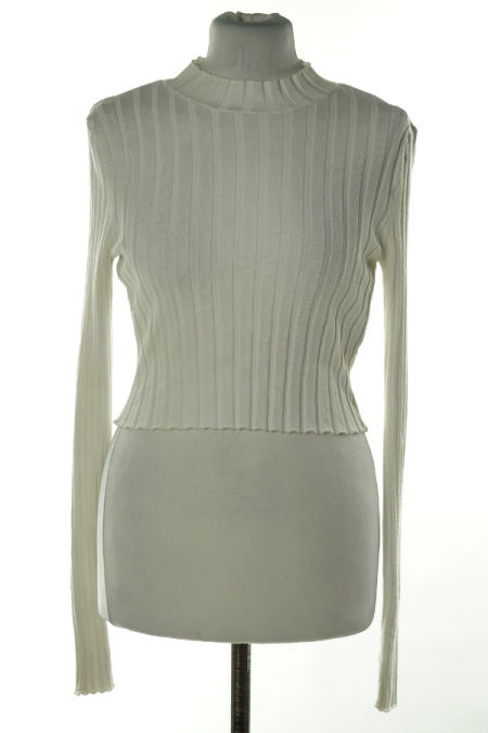 Bluzka biała prążkowana ze stójką