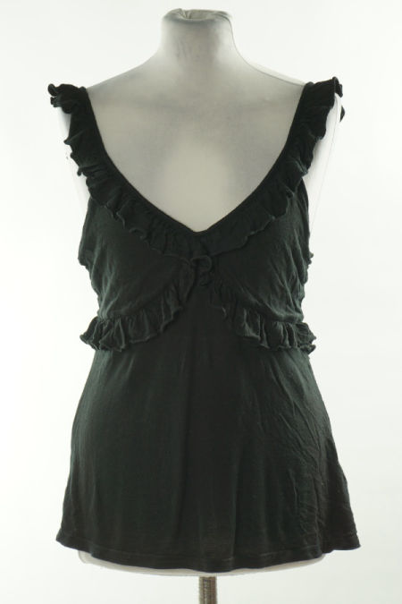 Koszulka czarna z falbaną, 100% wiskoza