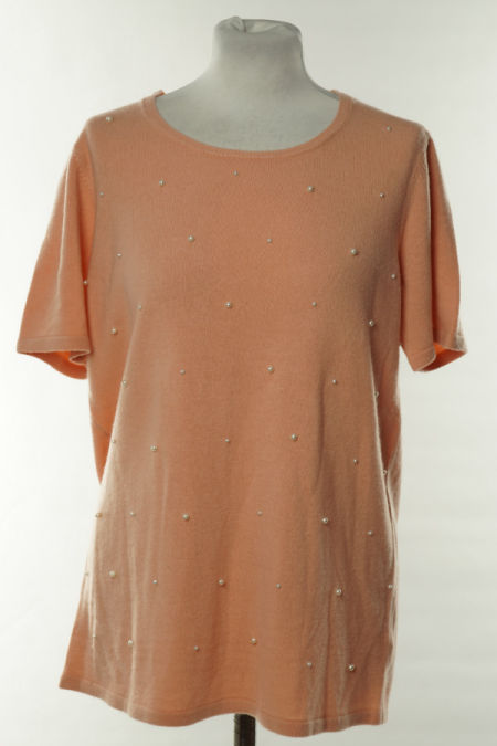 Bluzka sweterkowa łososiowa z perełkami