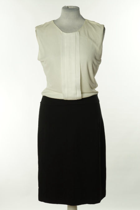 Sukienka biało-czarna, MANGO