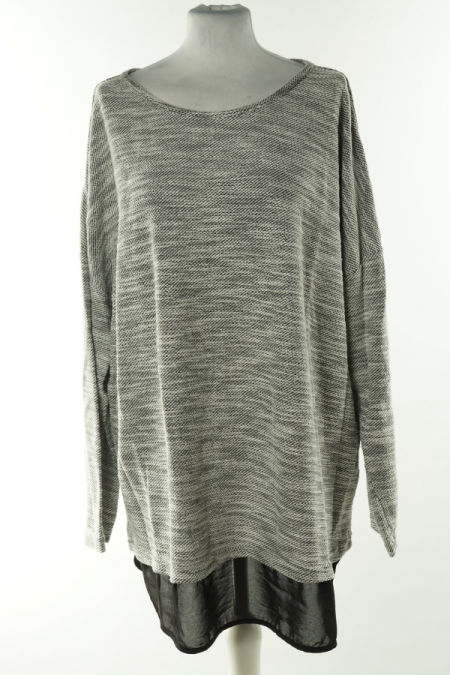 Sweter biało-szaty melanż