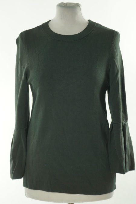 Sweter ciemnozielony z rozszerzanymi rękawami