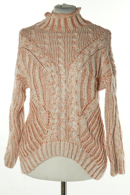 Sweter biało-brzoskwiniowy