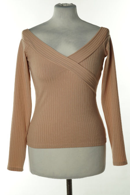 Bluzka beżowa prążkowana