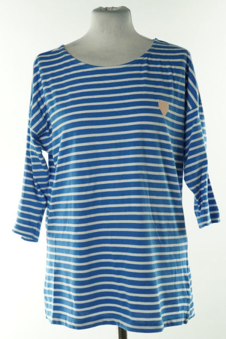 Koszulka niebieska w białe paski z rękawem 3/4