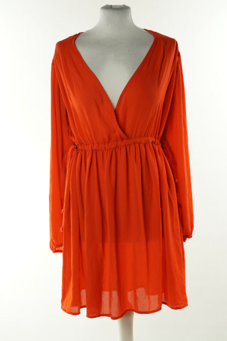 Sukienka pomarańczowa z gumką w talii