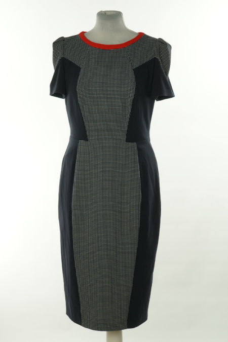 Sukienka granatowa w białe kwadraty