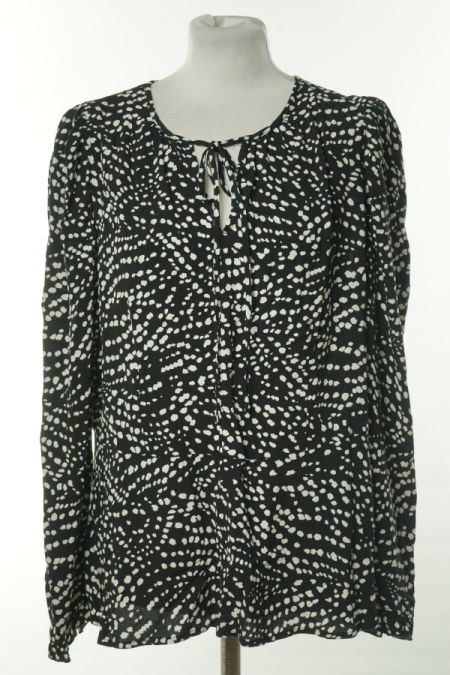 Bluzka czarna w białe ciapki z wiązaniem