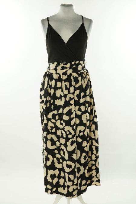 Sukienka czarna w beżowe cętki