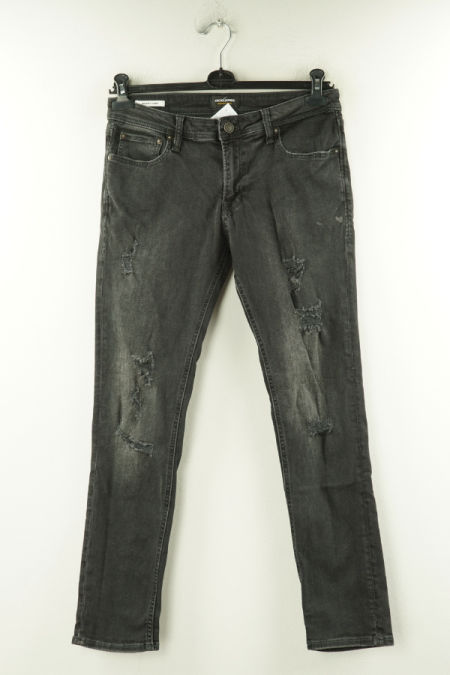 Spodnie czarne jeansowe z dziurami i przetarciami