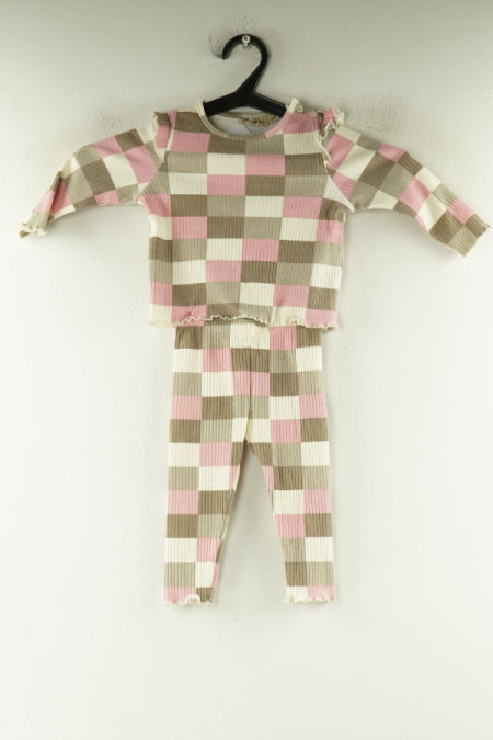 Komplet kolorowy prążkowany bluzka i spodnie