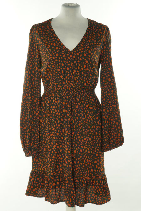 Sukienka czarna w ceglaste ciapki