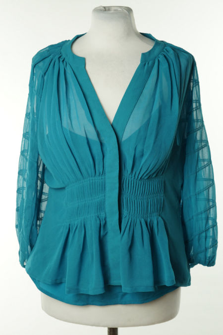 Koszula turkusowa z prześwitującymi wstawkami