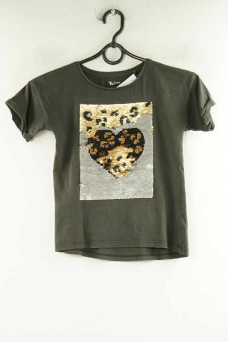 Bluzka szara z cekinowym sercem