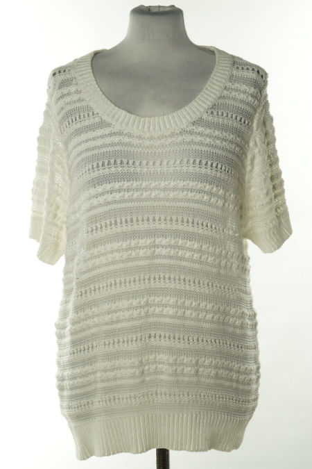 Bluzka biała sweterkowa z krótkim rękawem