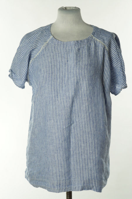 Bluzka w niebiesko - białe paski, 100% len