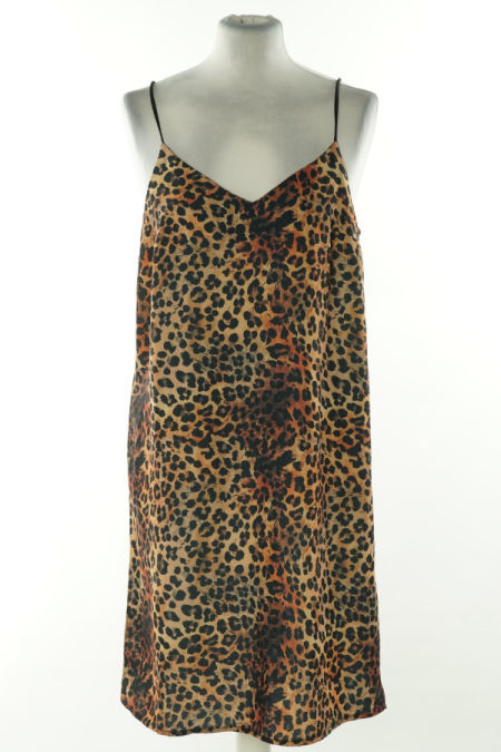 Sukienka brązowo-beżowa w cętki