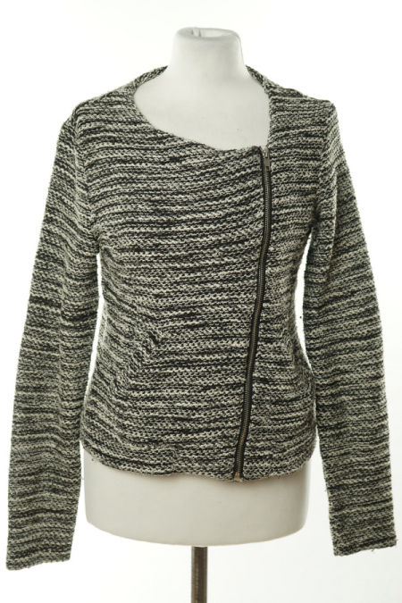 Kardigan czarno - biały zapinany na suwak H&M