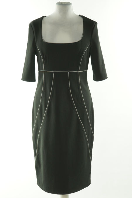 Sukienka czarna z szarymi przeszyciami