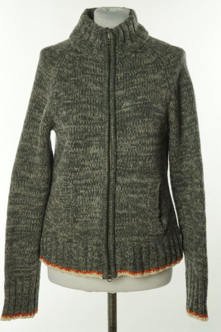 Kardigan grafitowy melanż zapinany na suwak