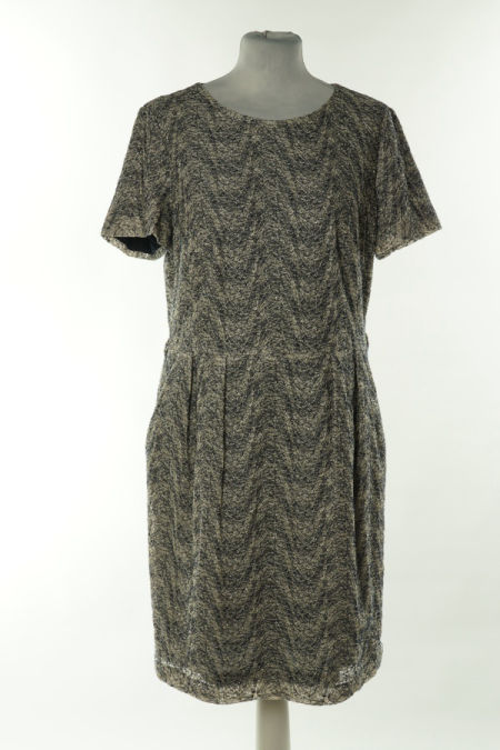 Sukienka beżowo-granatowa