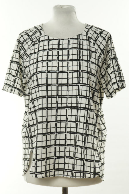 Bluzka biała w czarne okienka