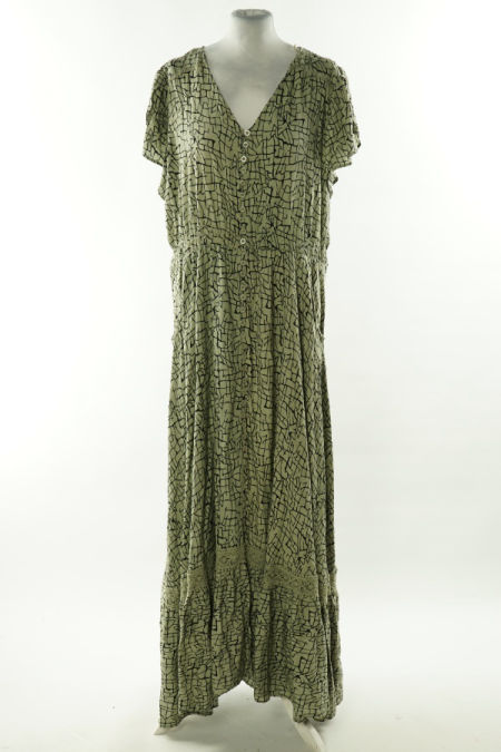 Sukienka zielona w czarne wzory