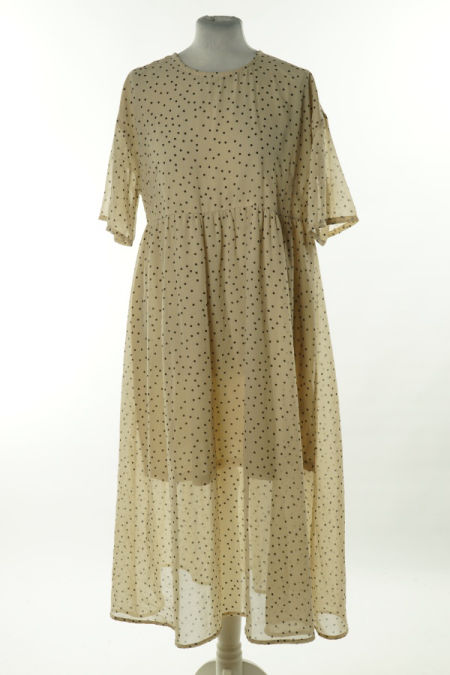 Sukienka beżowa w czarne kropki